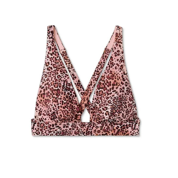 Shade & Shore Triangle Bikini Top Swimwear Leopard Halter Large Animal Print New - Picture 3 of 4